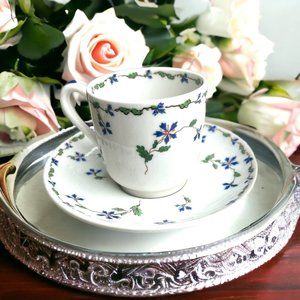An GDA France CH Field Haviland Limoges Porcelain Teacup Saucer Set Floral